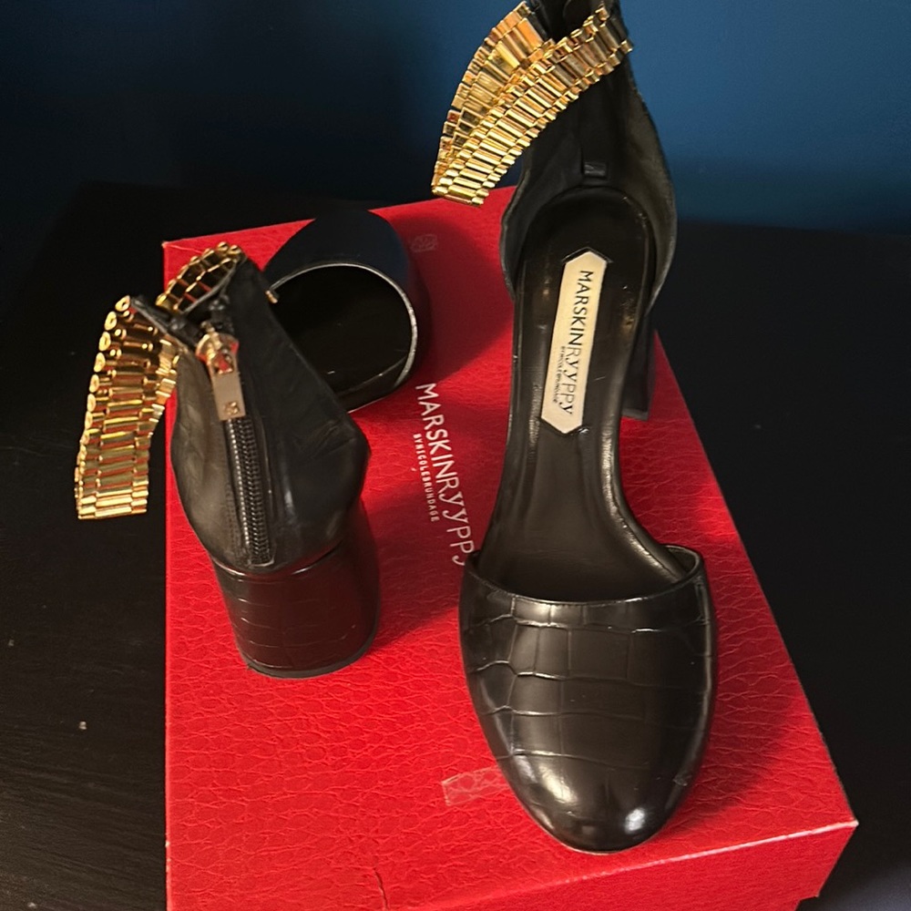 Black , all leather shoes, wore ones, beautiful details.